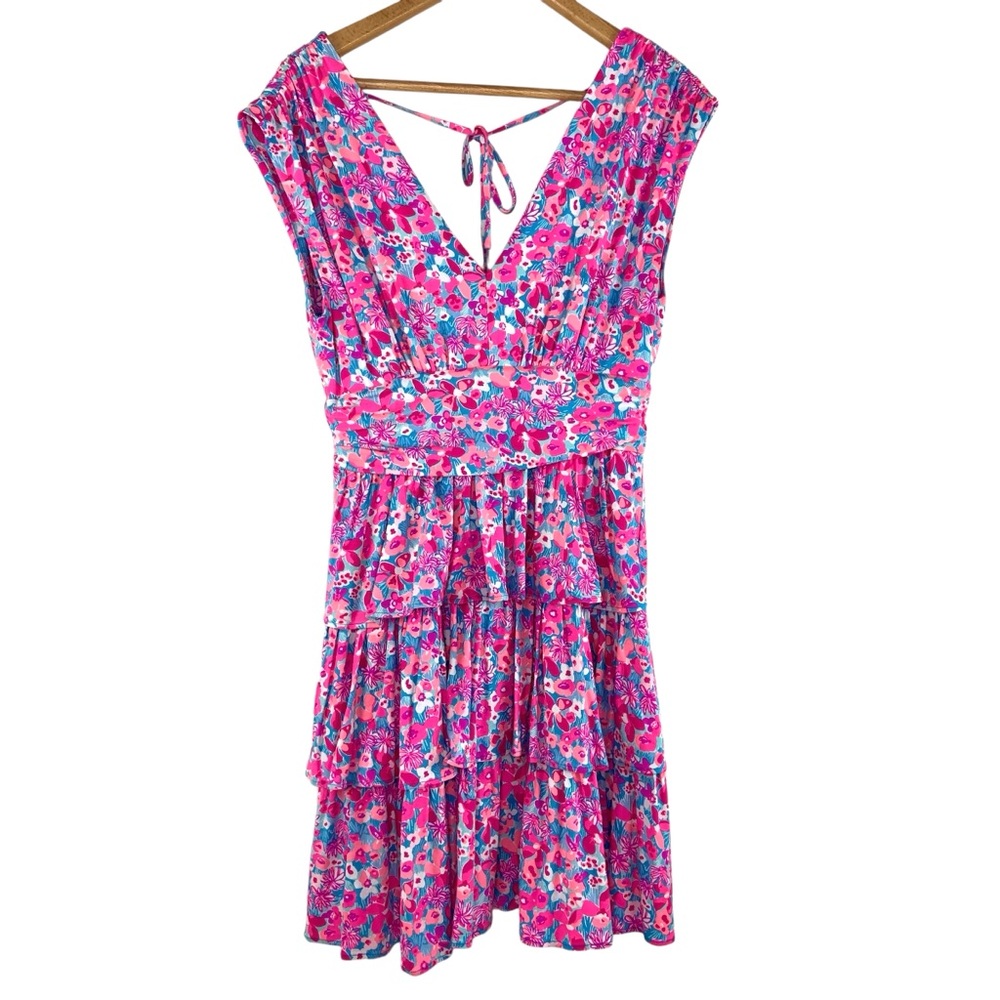 Lilly Pulitzer Faye Pink Floral Tiered Ruffle Dress - Picture 2 of 6